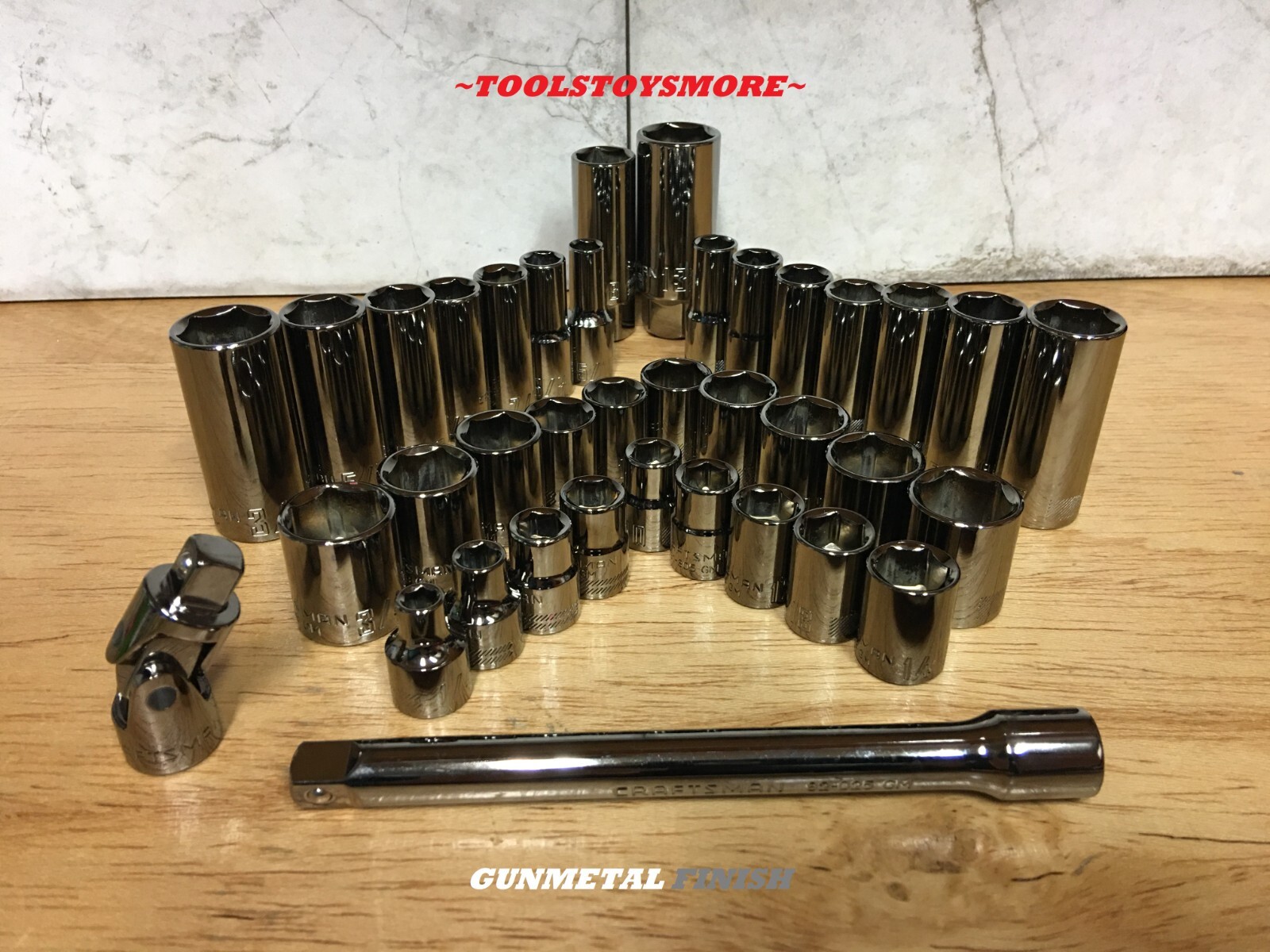 37 PC CRAFTSMAN 3/8" SOCKET SET GUNMETAL SAE/METRIC SHALLOW/DEEP EXT