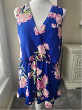 Women's Everly Blue Floral Romper Size M
