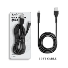 10ft Long USB Cord Cable for Consumer Cellular ZTE Avid 589, Z5158 ZTE GABB Z2