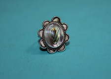 Vintage Sterling Silver Western Style Abalone Inlay Ring Size 5.5  045GCM 