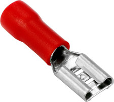 25 Pack Vinyl Quick Disconnect Terminal Female 0.187", Red 22-18 Gauge