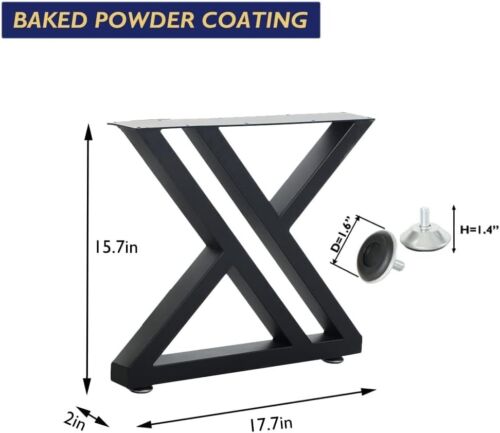 16" Durable Triangle Metal Table Legs with Foot Pads - Easy 10-Minute Assembly - Picture 4 of 9