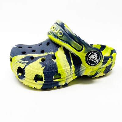 Crocs Classic Clogs Marbled Tie Dye Graphic Navy Blue Green