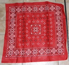Vintage BANDANA RED Paisley I Shalom COTTON Biker Handkerchief 13962