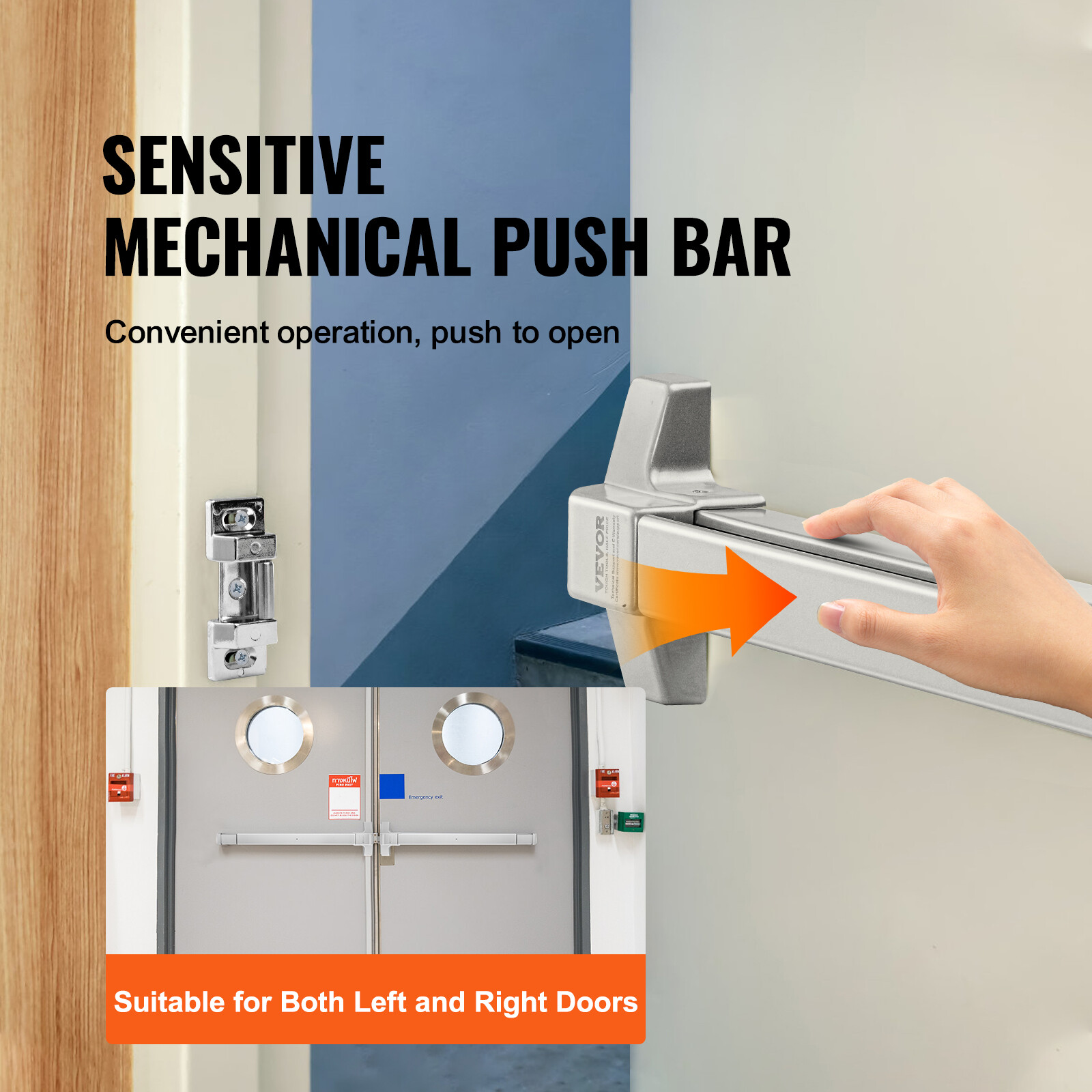VEVOR Push Bar Door Locks Carbon Steel Panic Bars for Exit Doors