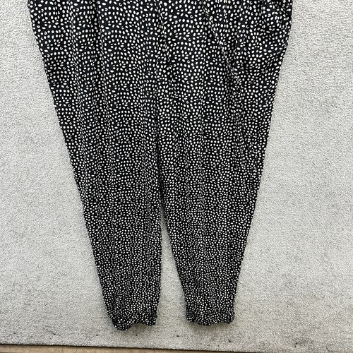 Neuwertiger Samt Jumpsuit Damen UK 8 schwarz weiß gepunktet Kordelzug Taille - Bild 4 von 13