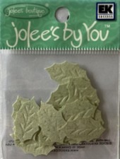 LIGHT GREEN HOLLY LEAF Die-cut Embellishment 20pc Jolees  Garden  Berry  Christmas