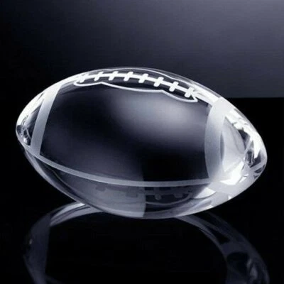 AMLONG CRYSTAL High Quality Crystal Football Paperweight 3.5" with Gift Box
