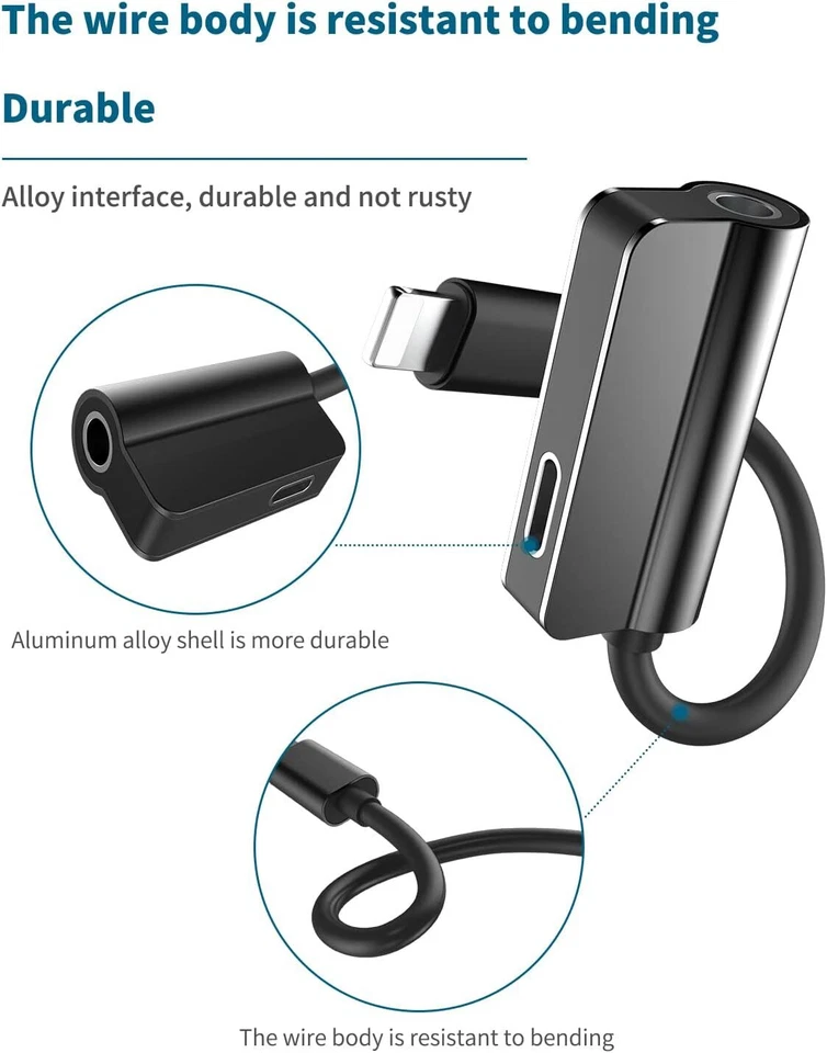 3.5mm Audio Headphone Jack AUX Adapter Charger Cable For iPhone 14 13 12 Pro Max - Image 4 of 4