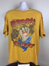 Vtg 90s Looney Tunes Tasmanian Devil T-Shirt Gold Yellow XL Taz Cartoon WB