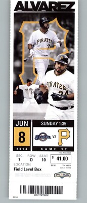 Milwaukee Brewers vs Pittsburgh Pirates 6/8/2014 Full Ticket  