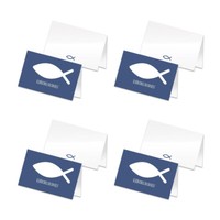 Itenga 96X Tischkarte Fisch Blau Platzkarte Kommunion Taufe Konfirmation Junge