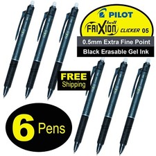 Pilot FriXion Clicker 05 Extra Fine Point Black Erasable Gel Ink, Pack of 6 Pens