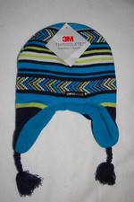 Boys Warm Winter Hat TEAL LIME GRAY NAVY Fleece Lined 3M THINSULATE Ear Flaps