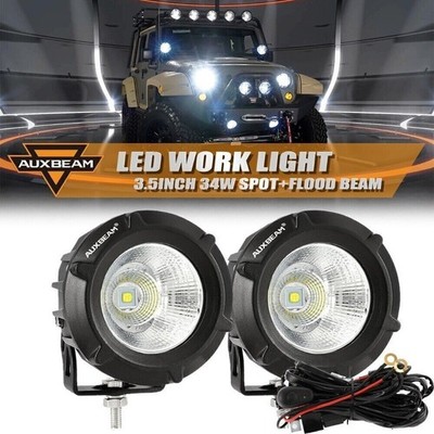 AUXBEAM 3.5'' White LED Driving Lights Spot Flood Beam Kit For Jeep Driving Lamp