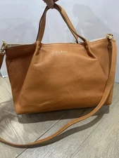 Mark and Graham Gemma Camel leather Handbag Bag Purse MONOGRAM  EGH