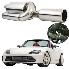 Twin Loop Exhaust Muffler 2.5 Inlet 4 Outlet Tip For Honda S2000 2000-2009 Twin Loop Exhaust Muffler 2.5 Inlet 4 Outlet Tip For Honda S2000 2000-2009