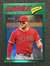 2026 Topps Heritage Base Chrome Green Bordered Refractor 75/99 MIKE TROUT Angels