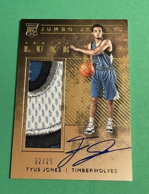 2015 Panini Tyus Jones Rc Auto/Jumbo Jersey #/25 - PSA/DNA - DUKE / MAVS