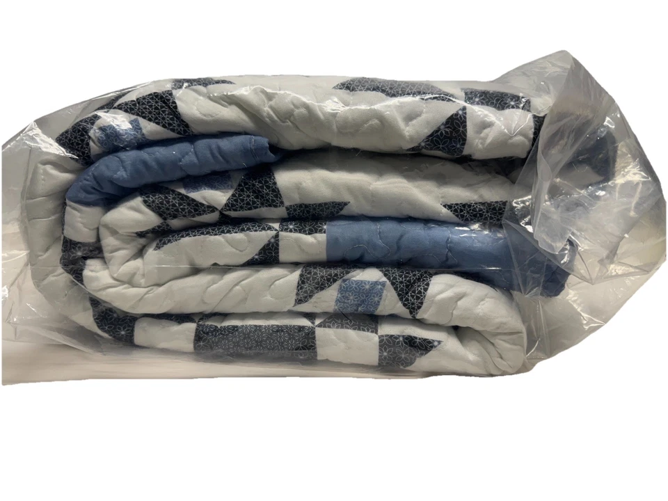 Manta acolchada hecha a mano Blue Star 86X86 tamaño queen Foto 3 de 4