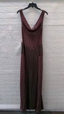 New boa. Sheer Chiffon Cowl Neck Satin Panel Gown Sz S