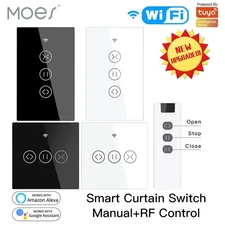 WiFi RF433 Smart Touch Curtain Roller Blinds Motor Switch Work with Alexa Google