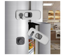 2 Pack Fridge Locks with Self Adhesive, Refrigerator Latch for Kids, Toddlers...