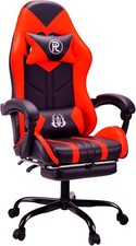 Ergonomic Gaming Chair w/ Footrest & Lumbar Support High Back Reclining Red&Grey