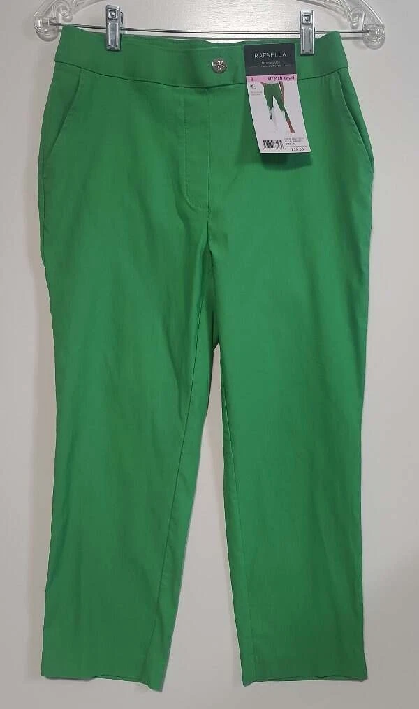 Rafaella Women's Sz 6 Solid Kelly Green Stretch Capri Pants NEW NWT