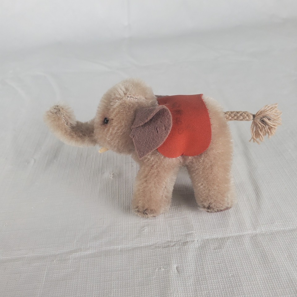 Peluche éléphant Steiff Vintage – Mohair, Bouton Et étiquette, RARE (manque Clochette)