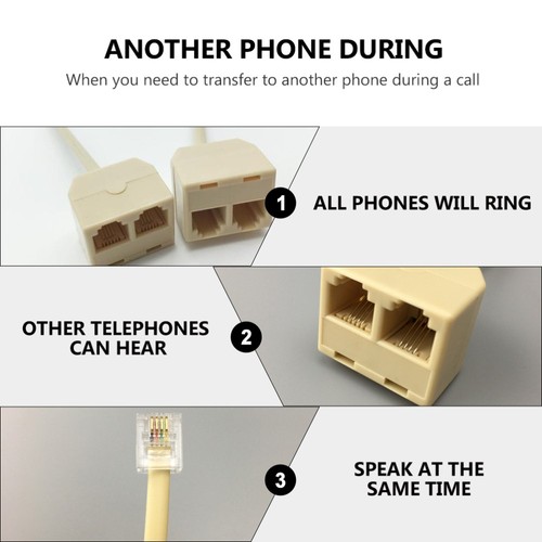 5 Pcs Double Phone Jack Telephone Plug Splitter -Adapter Für Telefonleitungen - Afbeelding 2 van 12