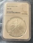 2005 MS 70 NGC American Silver Eagle Brown Label
