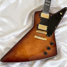 Custom Vintage Sunburst Exp Electric Guitar Gold H-H Pickups Hardware Solid Body