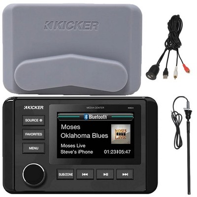 Kicker 51KMC4 3'' LCD Receiver, USB/AUX Adapter, Black Long Range Radio Antenna