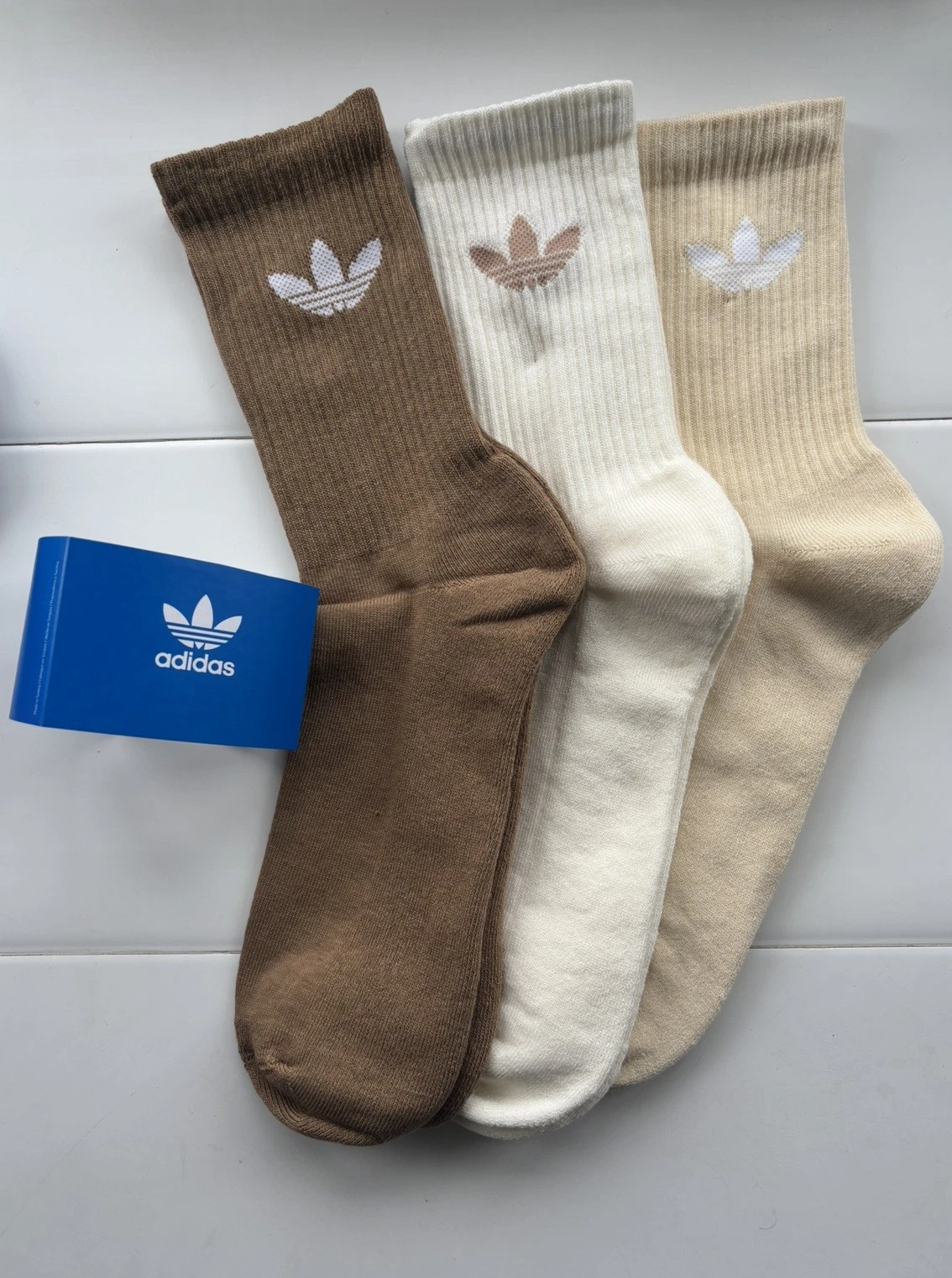 Adidas originals Cushioned Socks Medium 5-9 Uk men woman gift brown beige Cream