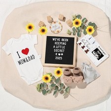 11 Pcs Pregnancy Announcement Set, Baby Reveal Ideas Include Felt Letter Boar...