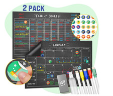 Magnetic Chore Chart Calendar Set Weekly Meal Planner Fridge Dry Erase Board NEW