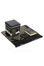 , Prayer Rug, Prayer Mat for Muslim with Kaaba Design Cubic Gift Box, Islamic...