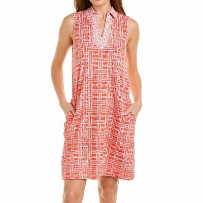 NEW J. McLaughlin Joanna Sleeveless Dress Orange Weave Catalina Cloth Size XL
