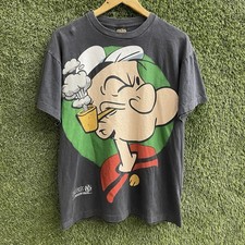Vintage 90s Popeye I Yam What I Yam Cartoon Tee Men Large Black Changes Tee 1993
