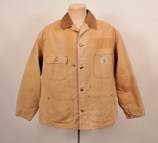 Men's VTG 90s Carhartt Chore Jacket Sz L-XL 1990s Canvas Khaki