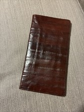 Vintage Eel Skin Checkbook Cover Wallet Holder Burgundy Red