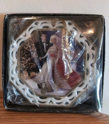 Barbie Christmas Ornament Porcelain Mattel 1996 Holiday Dance Enesco