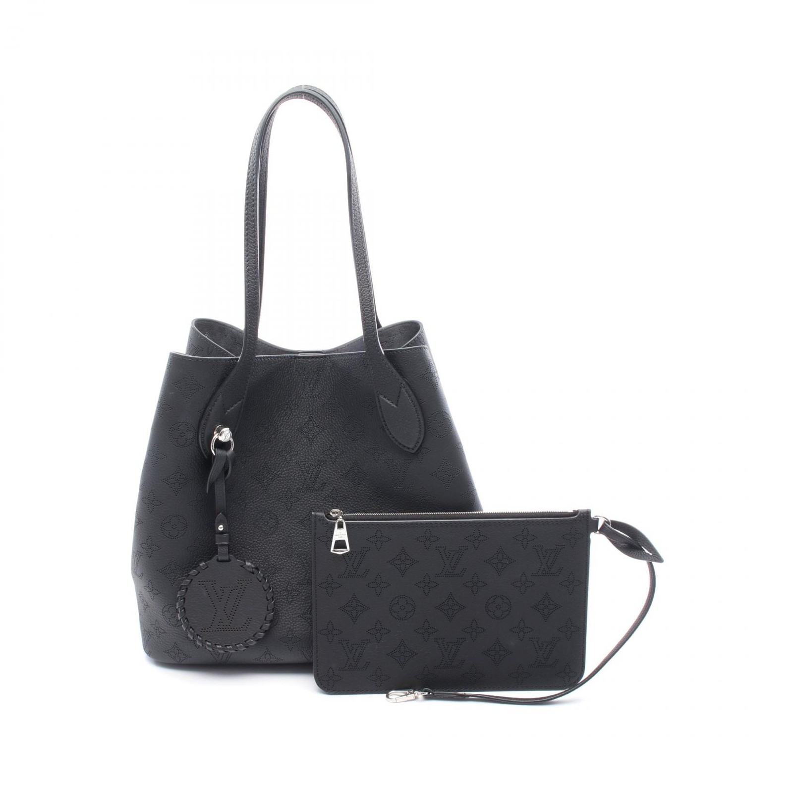 LOUIS VUITTON Blossom MM Mahina Leather Shoulder Tote Handbag Black M21851 Pre-Owned-image