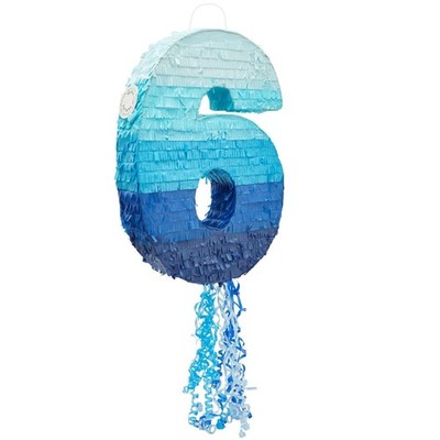 BLUE PANDA 6 Pinata Pull-String - Ombre Blue 16.5 x 11.3 x 3 In