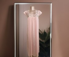 Vintage 70  s Pink VASSARETTE Long Maxi Babydoll Nightgown Nylon Lace Elegant Med