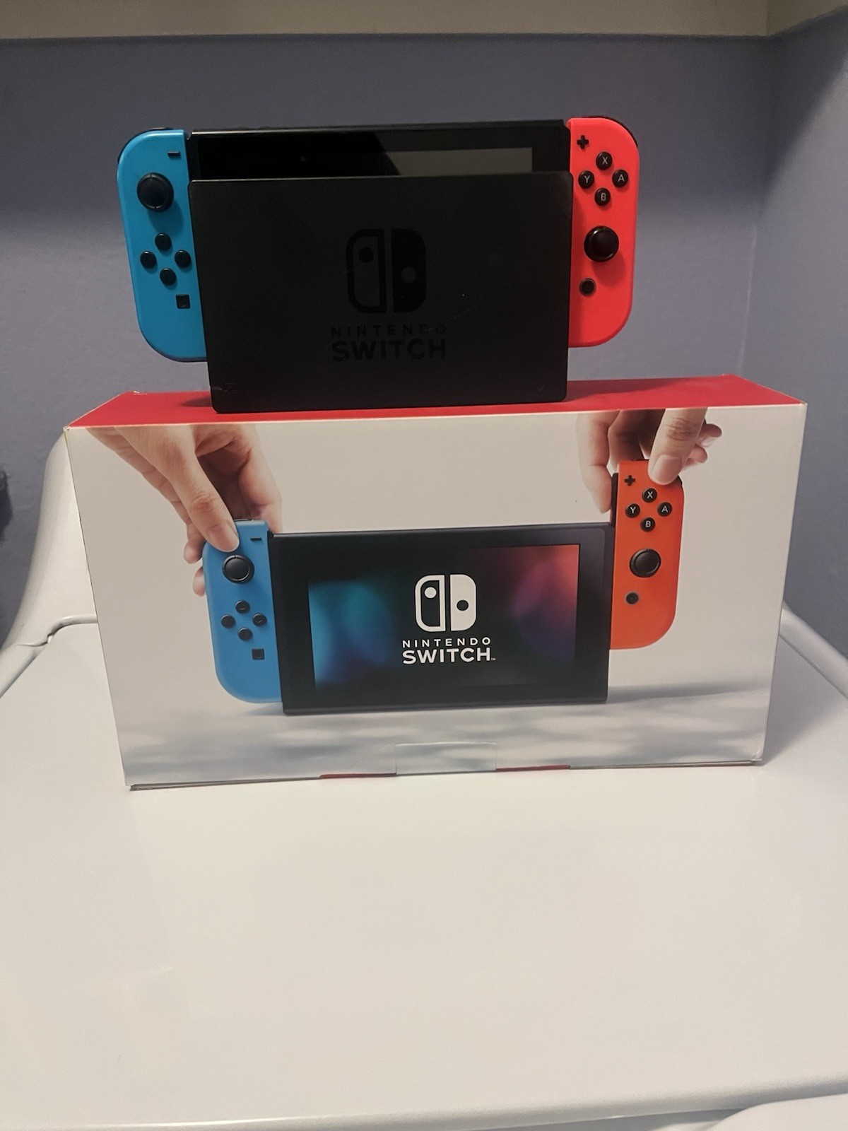 Nintendo Switch 32GB Gray Console with Neon Red and Neon Blue Joy-Con