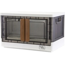 8.5Gal Foldable Storage Container w/ Lids Doors Stackable Organizer Bins