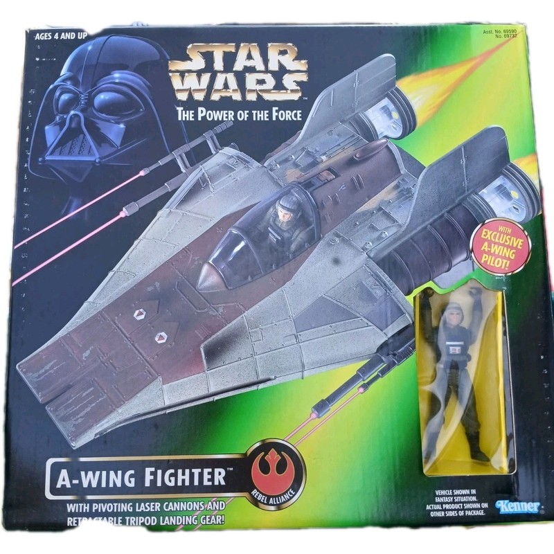 Kenner Star Wars Power of the Force A-Wing Fighter Space Ship w/ A-Wing Pilot