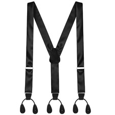Silk Suspenders for Men Black Tuxedo Formal Y Back Suspenders Men 46inch Form...